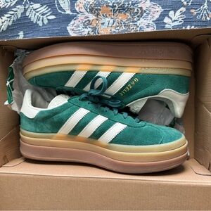 Adidas Gazelle Green and White Sneakers